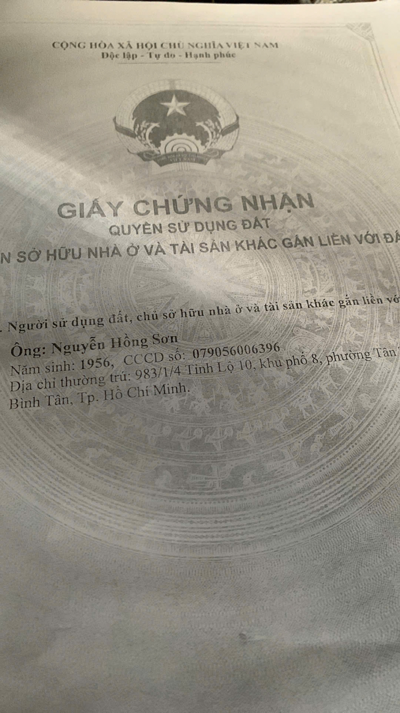 BÁN NHÀ CẤP 4, DT: 40M2, SẴN SỔ TẠI ĐƯỜNG TỈNH LỘ 10, P.TÂN TẠO, Q.BÌNH TÂN, HCM ( P.TÂN TẠO, HCM
