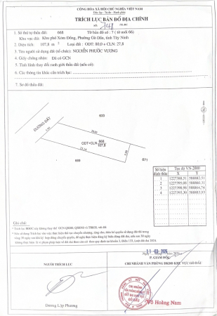 Chính chủ bán đất diện tích 107.8m2 sẵn sổ, giá tốt nhất khu vực Gò Dầu, Tây Ninh