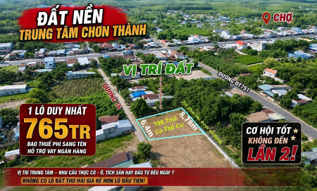 Bán đất 200m2 tại Nguyễn Huệ, Minh Long, Chơn Thành, 750 triệu VND