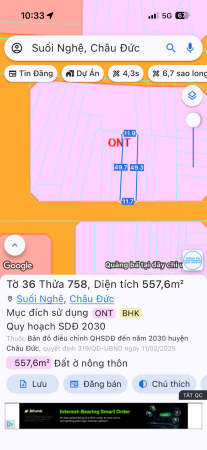 Đất đối diện cổng chợ mới KCN Châu Đức vị trí hiếm
